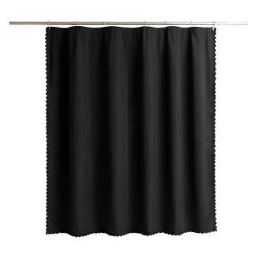 Reed Dale Shower Curtain Hanging Flat From A Plain Rod - Black