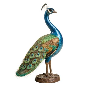 Pratt Metal Standing Peacock Statue