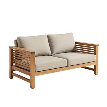 Montford Teak Patio Sofa With Cushions