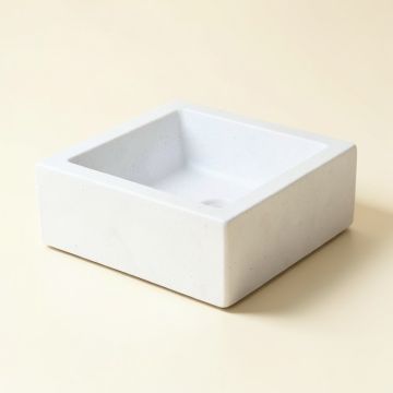 White Stone Rectangular Vessel Bathroom Sink (synthetic illustration; no displayed measurements)