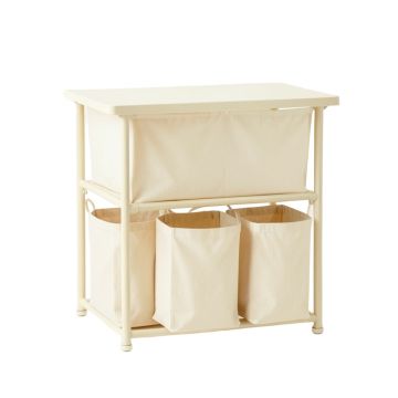 Laurel Bluff Laundry Sorting Station With Plain Removable Bags - Cream