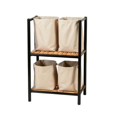 Sage Branch Laundry Sorting Station With Plain Removable Bags - Black