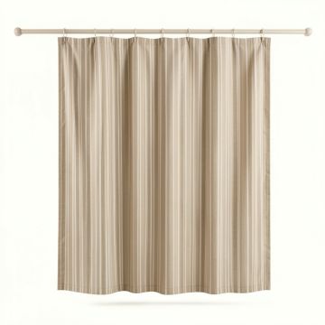 Flint Crossing Shower Curtain Hanging Flat From A Plain Rod - Beige (synthetic illustration; no displayed measurements)