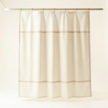 Slate Canyon Shower Curtain Hanging Flat From A Plain Rod - Cream (synthetic illustration; no displayed measurements)