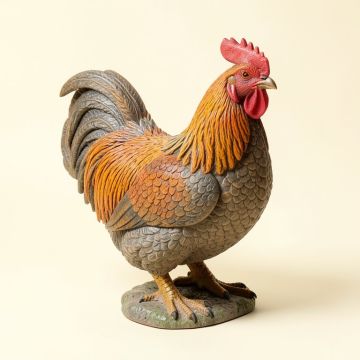 Squatting Rooster Figurine (synthetic illustration; no displayed measurements)