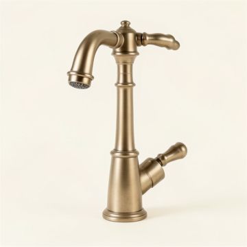 Victorian High Arch Double Handle Kitchen Faucet With Side Spray (synthetic illustration; no displayed measurements)