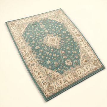 Hillsby Orriental Teal/Beige Area Rug (synthetic illustration; no displayed measurements)