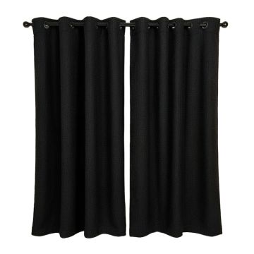 Top Textured Woven Solid Blackout Thermal Grommet Curtain Panels