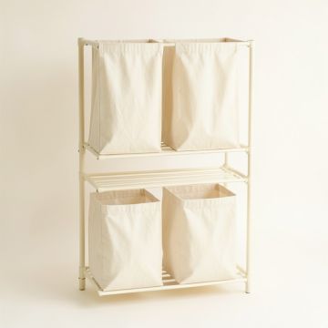 Rowan Branch Laundry Sorting Station With Plain Removable Bags - Ivory (synthetic illustration; no displayed measurements)