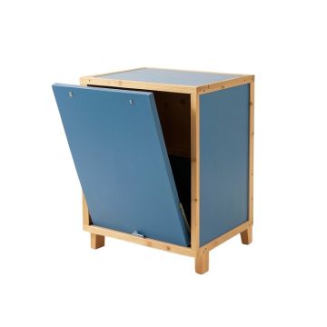 Hill Bridge Freestanding Pull-Out Hamper Cabinet - Blue