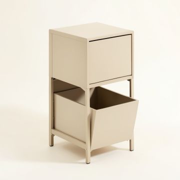 Willow Arc Freestanding Pull-Out Hamper Cabinet - Beige (synthetic illustration; no displayed measurements)