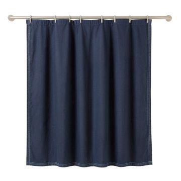 Cliff Canyon Shower Curtain Hanging Flat From A Plain Rod - Navy
