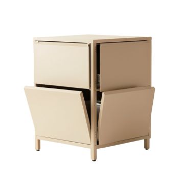 Stone Arc Freestanding Pull-Out Hamper Cabinet - Beige