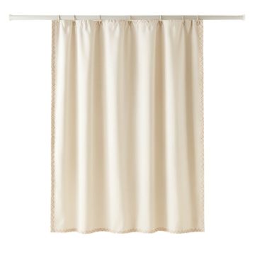 Fern Falls Shower Curtain Hanging Flat From A Plain Rod - Ivory