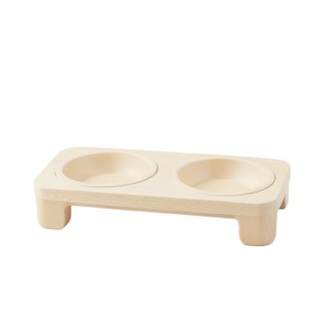 Slate Branch Pet Feeding Stand With Two Plain Empty Bowls - Ivory