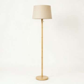 Brook Brook Floor Lamp With A Plain Fabric Shade - Beige (synthetic illustration; no displayed measurements)