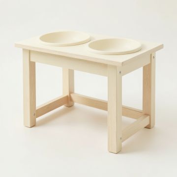 Flint Bluff Pet Feeding Stand With Two Plain Empty Bowls - Cream (synthetic illustration; no displayed measurements)