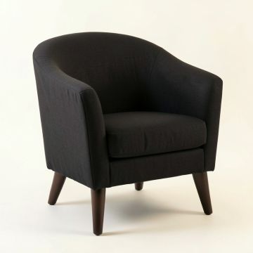 Rowan Arc Upholstered Armchair - Black (synthetic illustration; no displayed measurements)
