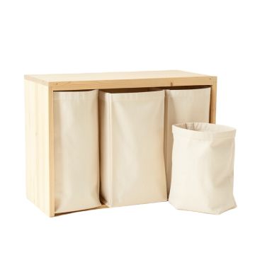 Moss Canyon Laundry Sorting Station With Plain Removable Bags - Ivory