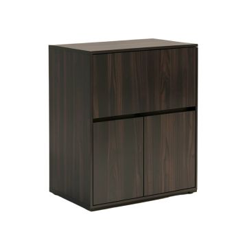 Modern Contemporary Office Home Utility Cabinet Storage Black And Walnut Finish