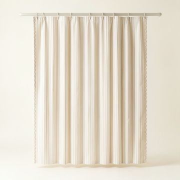 Moss Dell Shower Curtain Hanging Flat From A Plain Rod - Ivory (synthetic illustration; no displayed measurements)
