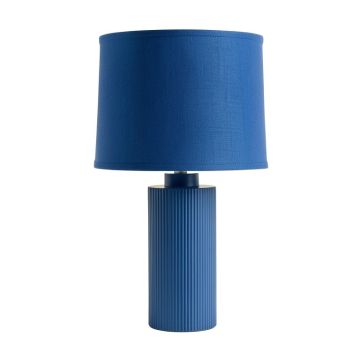 Ridge Bend Table Lamp With A Plain Fabric Shade - Blue