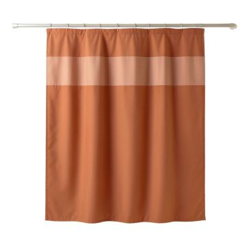 Rowan Bend Shower Curtain Hanging Flat From A Plain Rod - Terracotta