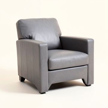 Leather Upholstered Arm Chair In Gray (synthetic illustration; no displayed measurements)