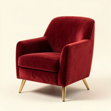 Modern Soft Velvet Material Red Ergonomics Accent Chair (synthetic illustration; no displayed measurements)