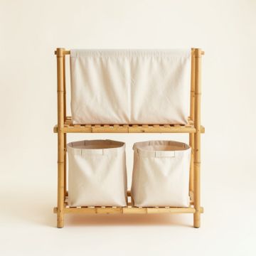 Bay Bridge Laundry Sorting Station With Plain Removable Bags - Beige (synthetic illustration; no displayed measurements)