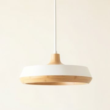 Vale Bridge Pendant Light Suspended From One Plain Cable - White (synthetic illustration; no displayed measurements)