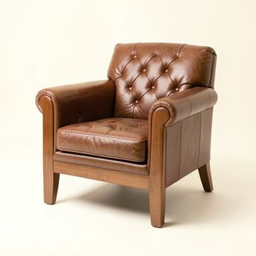Berbor 43 '' Wide Tufted Leather Match Armchair (synthetic illustration; no displayed measurements)