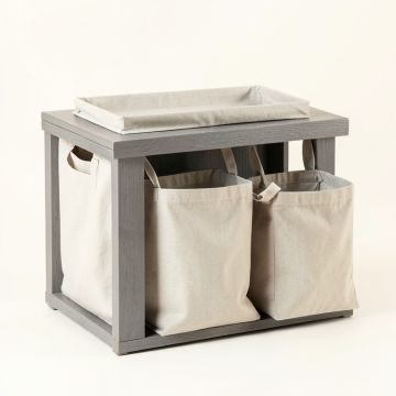 Stone Arc Laundry Sorting Station With Plain Removable Bags - Gray (synthetic illustration; no displayed measurements)