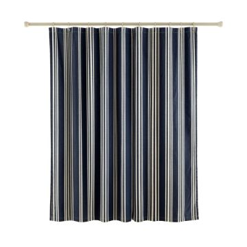Maple Brook Shower Curtain Hanging Flat From A Plain Rod - Navy