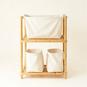 Ash Branch Laundry Sorting Station With Plain Removable Bags - Ivory (synthetic illustration; no displayed measurements)