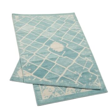 Angelou Geometric Aqua Blue Indoor / Outdoor Area Rug