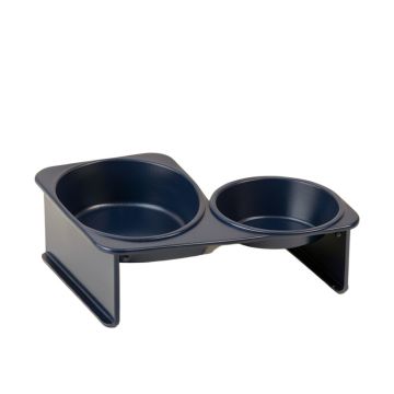 Juniper Canyon Pet Feeding Stand With Two Plain Empty Bowls - Navy
