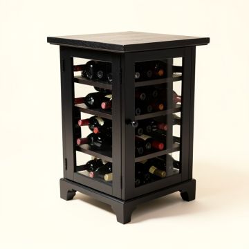 Rosenkranz Wood Server With 12 Bottle Floor Wine Cabinet (synthetic illustration; no displayed measurements)