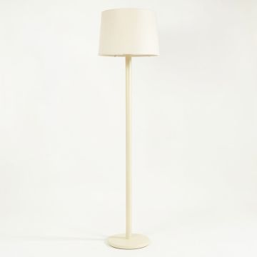 Rowan Bend Floor Lamp With A Plain Fabric Shade - Cream (synthetic illustration; no displayed measurements)