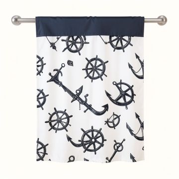 Valencia Anchor Maritime Design Anchors And Ship Wheels On The White Background Print Graphic Print & Text Semi-Sheer Rod Pocket Curtain Panel (synthetic illustration; no displayed measurements)