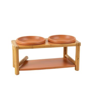 Hill Field Pet Feeding Stand With Two Plain Empty Bowls - Terracotta