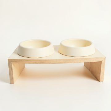 Shore Bridge Pet Feeding Stand With Two Plain Empty Bowls - Cream (synthetic illustration; no displayed measurements)