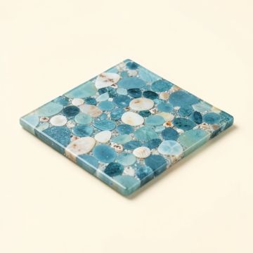 Rhapsody 2 '' X 2 '' Glass And Seashell Mosaic Tile In Ocean Blue And Sea Shell (synthetic illustration; no displayed measurements)