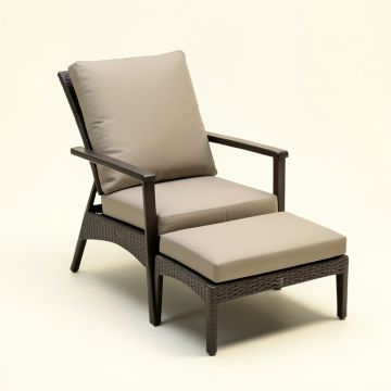 Danesh Patio Chair With Cushions And Ottoman (synthetic illustration; no displayed measurements)