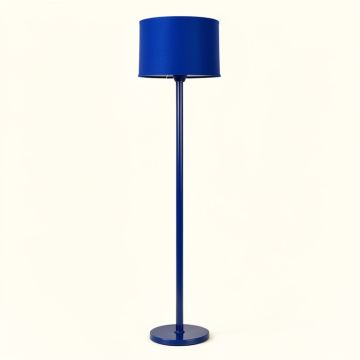 Linden Bridge Floor Lamp With A Plain Fabric Shade - Blue (synthetic illustration; no displayed measurements)
