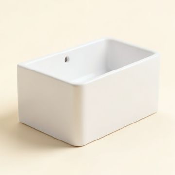 White Ceramic Rectangular Vessel Bathroom Sink (synthetic illustration; no displayed measurements)