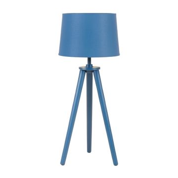 River Bridge Floor Lamp With A Plain Fabric Shade - Blue