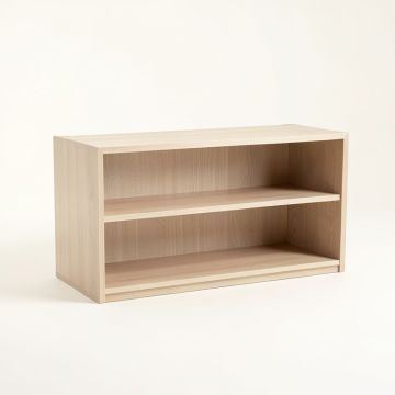 Stone Bend Low Bookcase - Beige (synthetic illustration; no displayed measurements)