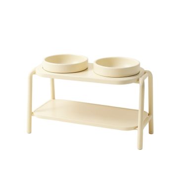 Aspen Dale Pet Feeding Stand With Two Plain Empty Bowls - Ivory