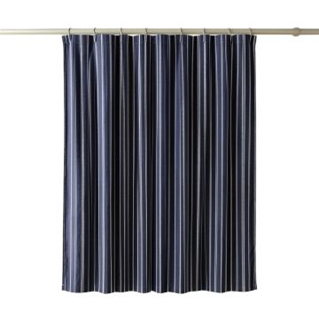 Hazel Bend Shower Curtain Hanging Flat From A Plain Rod - Navy